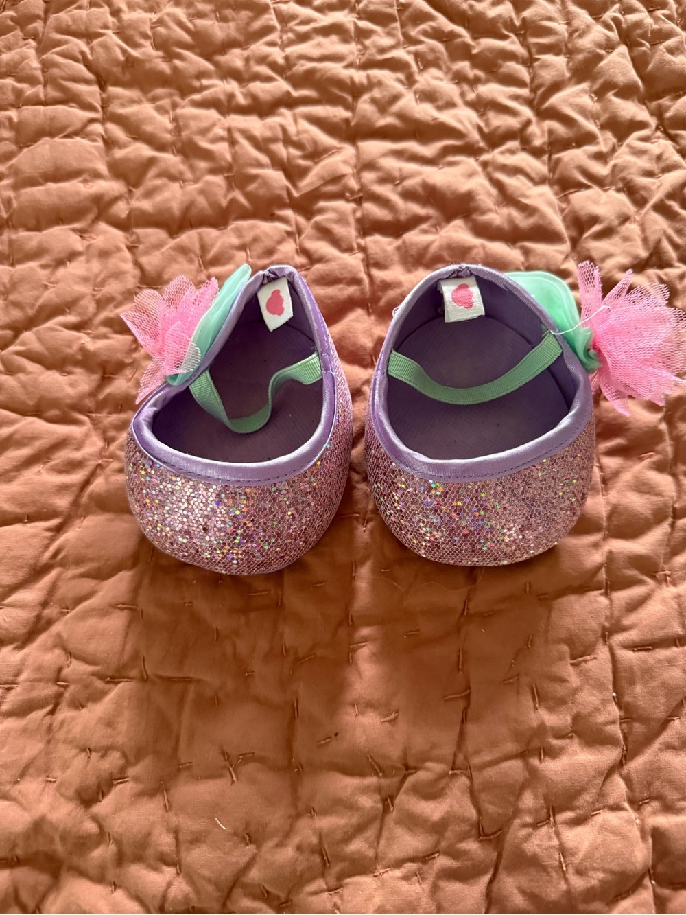 Build-A-Beat Sparkle Ballet Flats with Pink Tulle Bow - Purple
